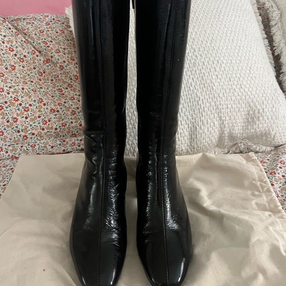 Jonak Paris patent leather black boots